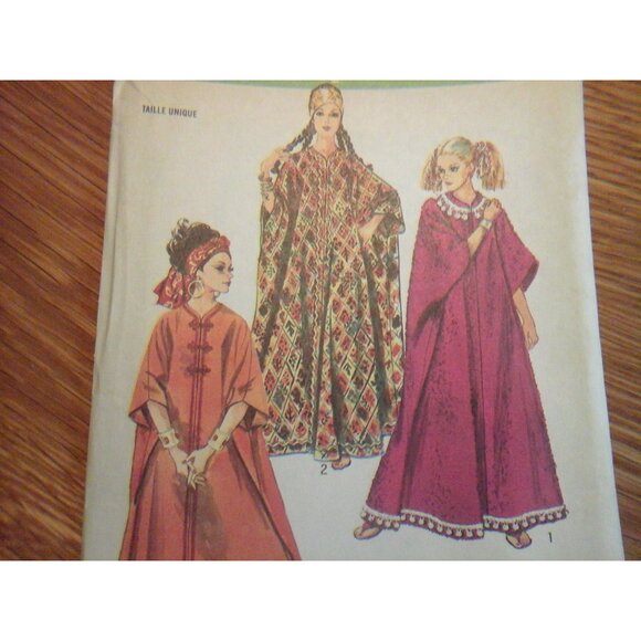 Simplicity 8354 vintage 1969 muu-muu caftan beginner pattern French instructions - Picture 2 of 7